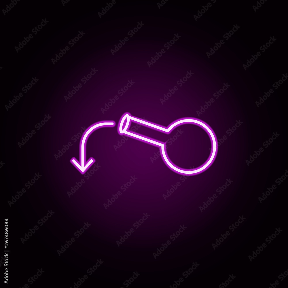 Poster experiment tube neon icon. elements of arrow and object set. simple icon for websites, web design, m