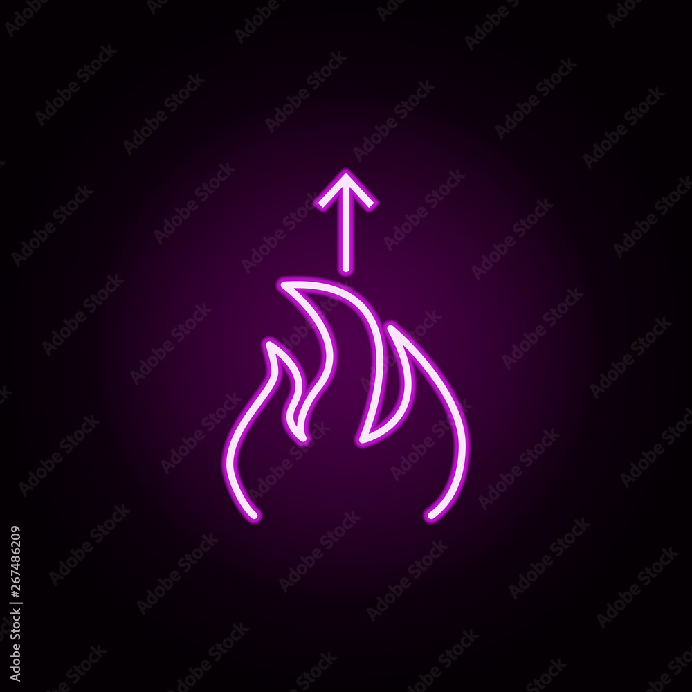 Poster fire increase neon icon. elements of arrow and object set. simple icon for websites, web design, mob