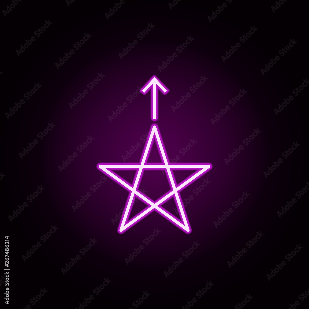 Poster increase star neon icon. elements of arrow and object set. simple icon for websites, web design, mob