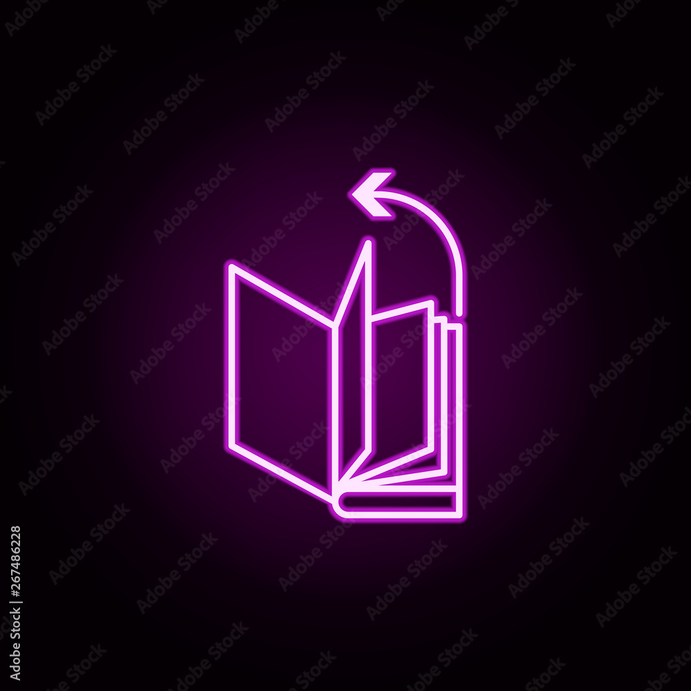 Poster browse the book neon icon. elements of arrow and object set. simple icon for websites, web design, m