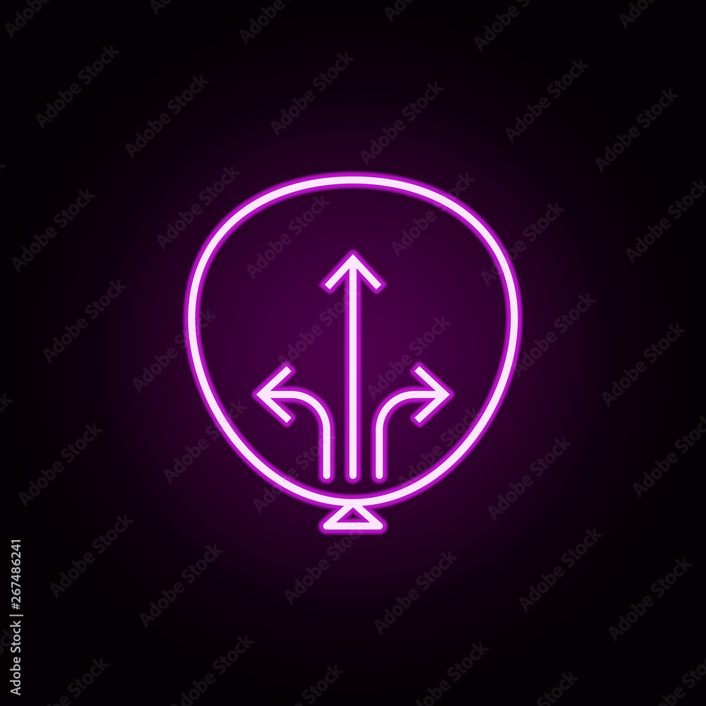 Poster ballon up neon icon. Elements of arrow and object set. Simple icon for websites, web design, mobile app, info graphics