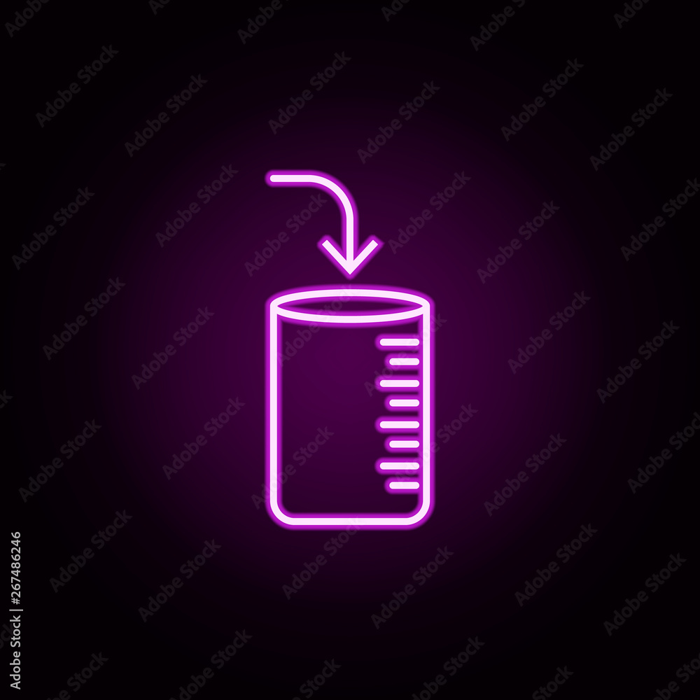 Poster tube experiment neon icon. elements of arrow and object set. simple icon for websites, web design, m