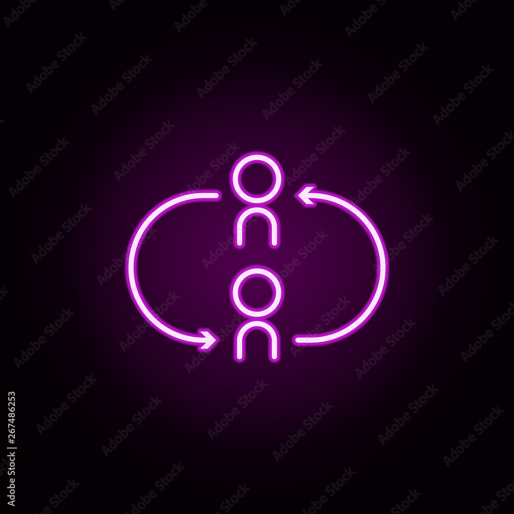 Poster alternate change someone neon icon. elements of arrow and object set. simple icon for websites, web 