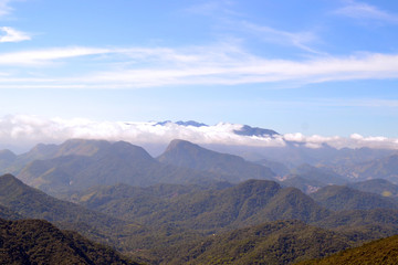 Fototapeta premium Montains view of the Bonet Rock in Petropolis, Rio de Janeiro, Brazil