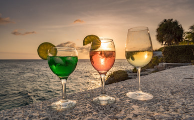 Cocktails at sunset Views around the Caribbean Island of Curacao