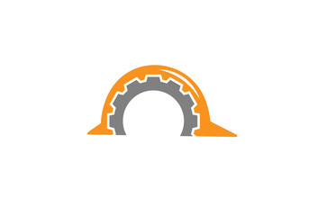 Creative Gear Helmet Construction Logo Design Illustration