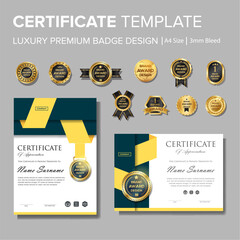 Modern and professional certificate with badge