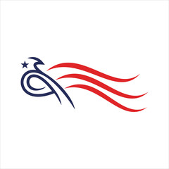 Modern Patriotic American Eagle Head And Star Logo