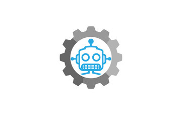Creative Gear Robot Logo Vector Design Illustration