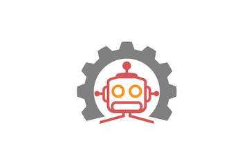 Obraz premium Creative Gear Robot Logo Vector Design Illustration