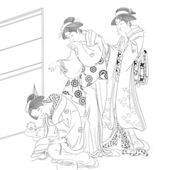 Obraz na płótnie Canvas japanese colouring page