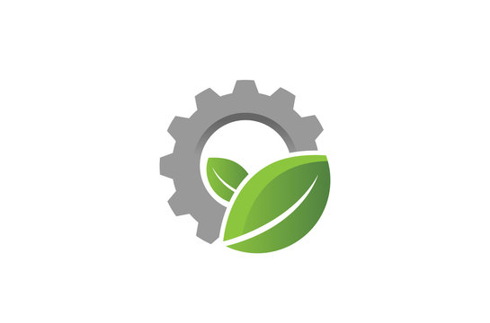 Creative Gear Leaf Agricultural technology Logo Design Illustration
