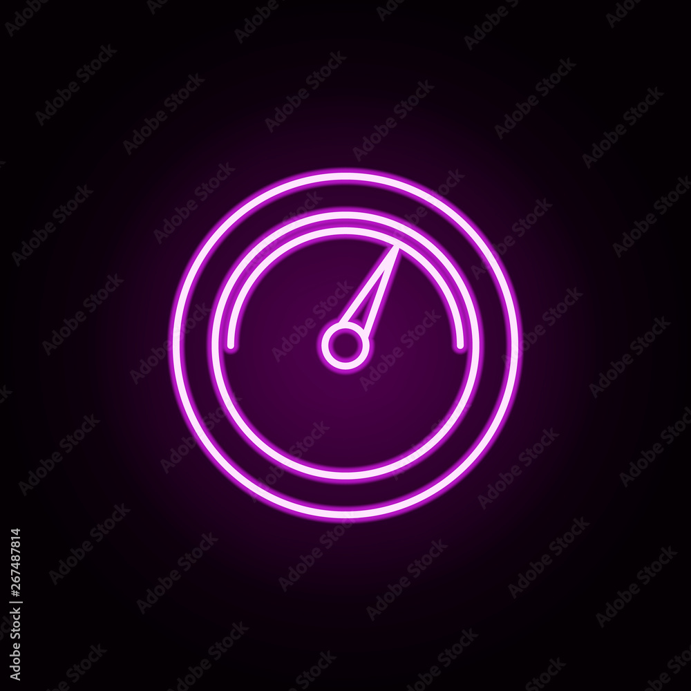 Poster speed meter neon icon. elements of auto workshop set. simple icon for websites, web design, mobile a