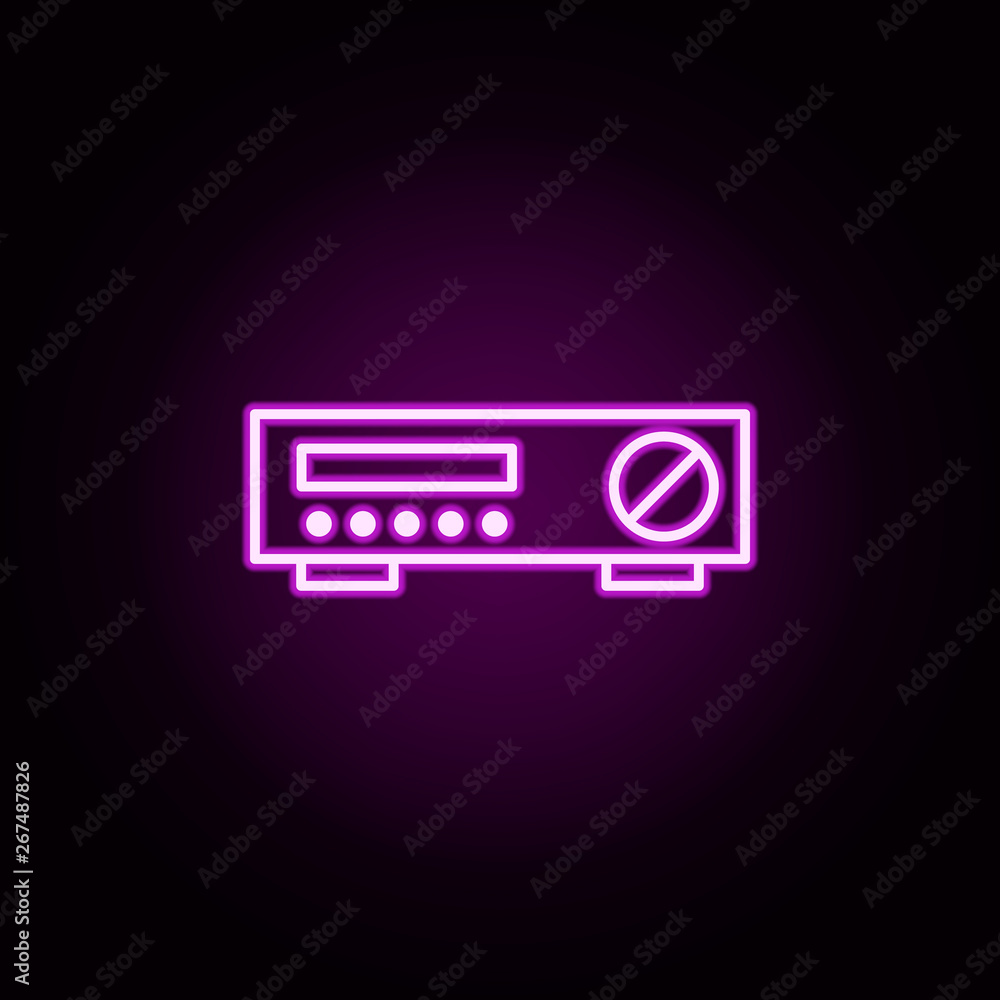 Poster car audio neon icon. elements of auto workshop set. simple icon for websites, web design, mobile app