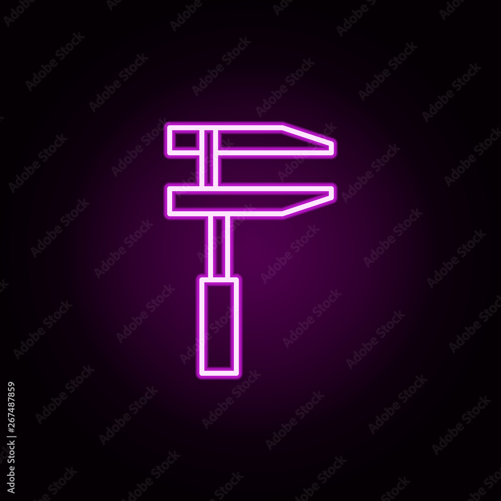Poster adjustable wrench neon icon. elements of auto workshop set. simple icon for websites, web design, mo