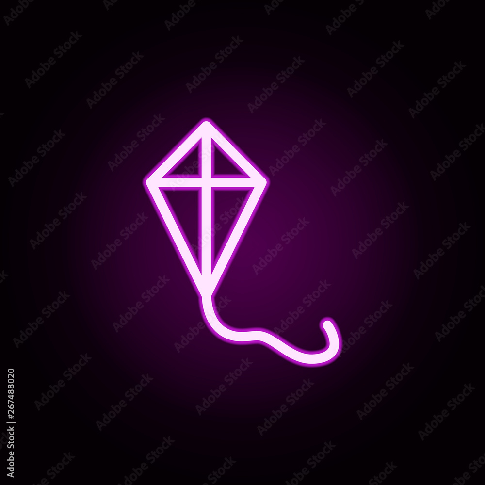 Poster kite neon icon. elements of autumn set. simple icon for websites, web design, mobile app, info graph