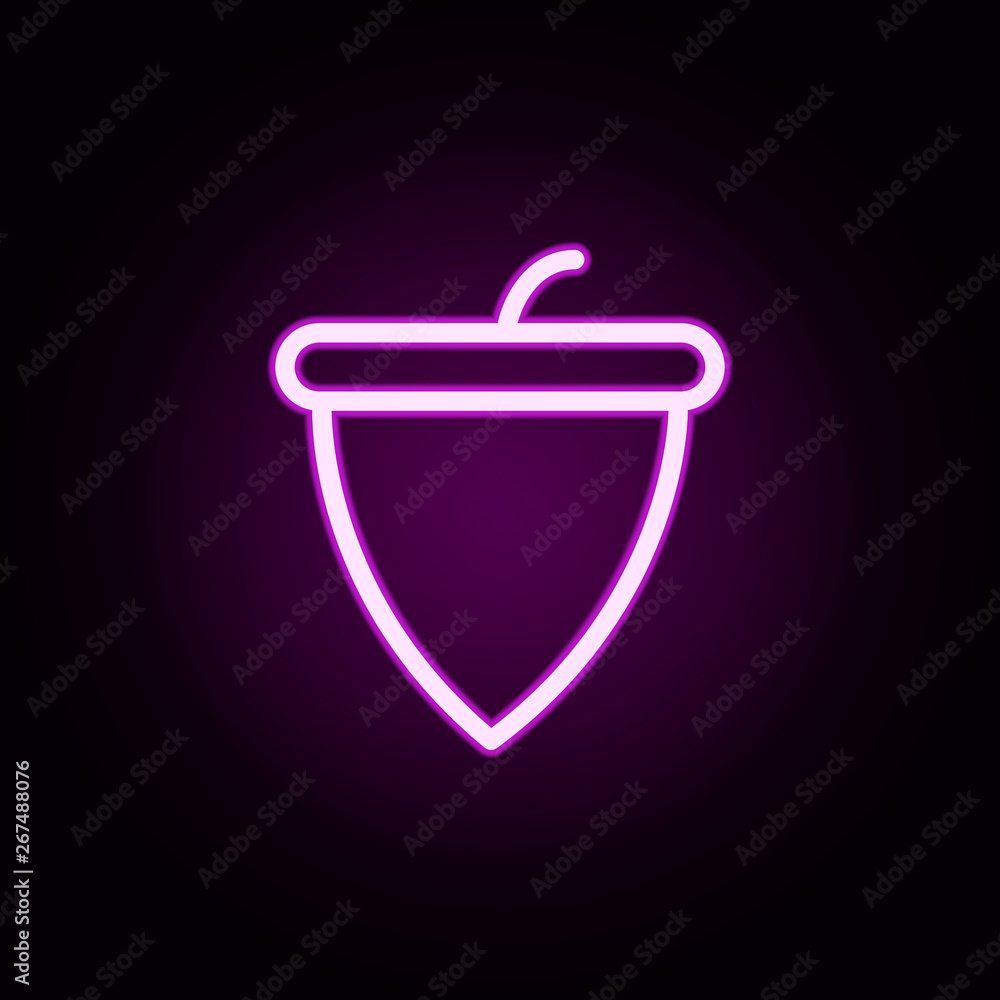 Poster acorn neon icon. elements of autumn set. simple icon for websites, web design, mobile app, info grap