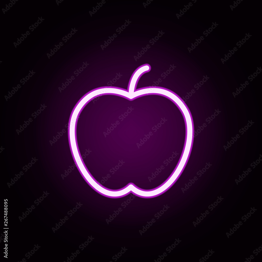Poster an apple neon icon. elements of autumn set. simple icon for websites, web design, mobile app, info g
