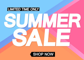 Summer Sale, poster design template, vector illustration