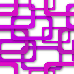 Abstract seamless pattern of randomly arranged purple rectangle frames with soft shadows on white background
