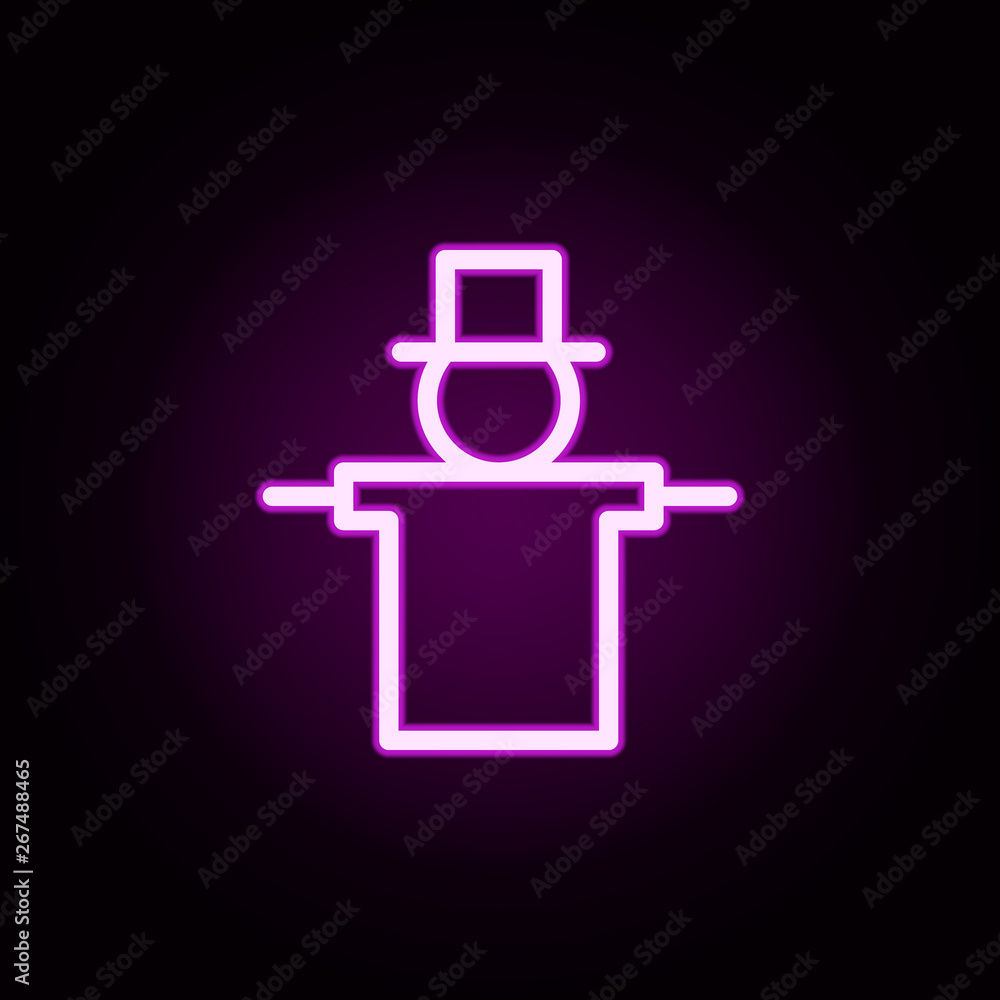 Poster scarecrow neon icon. elements of autumn set. simple icon for websites, web design, mobile app, info 