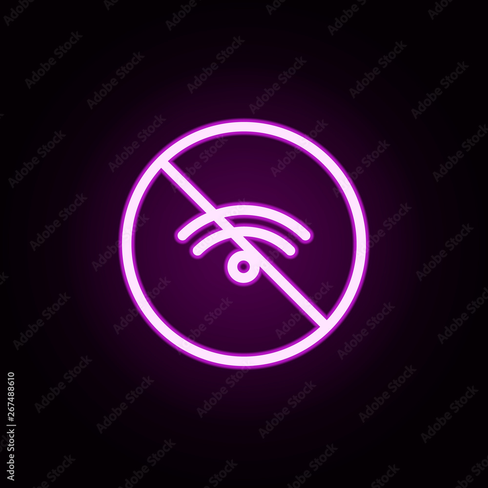 Poster prohibition of wi-fi neon icon. elements of ban set. simple icon for websites, web design, mobile ap