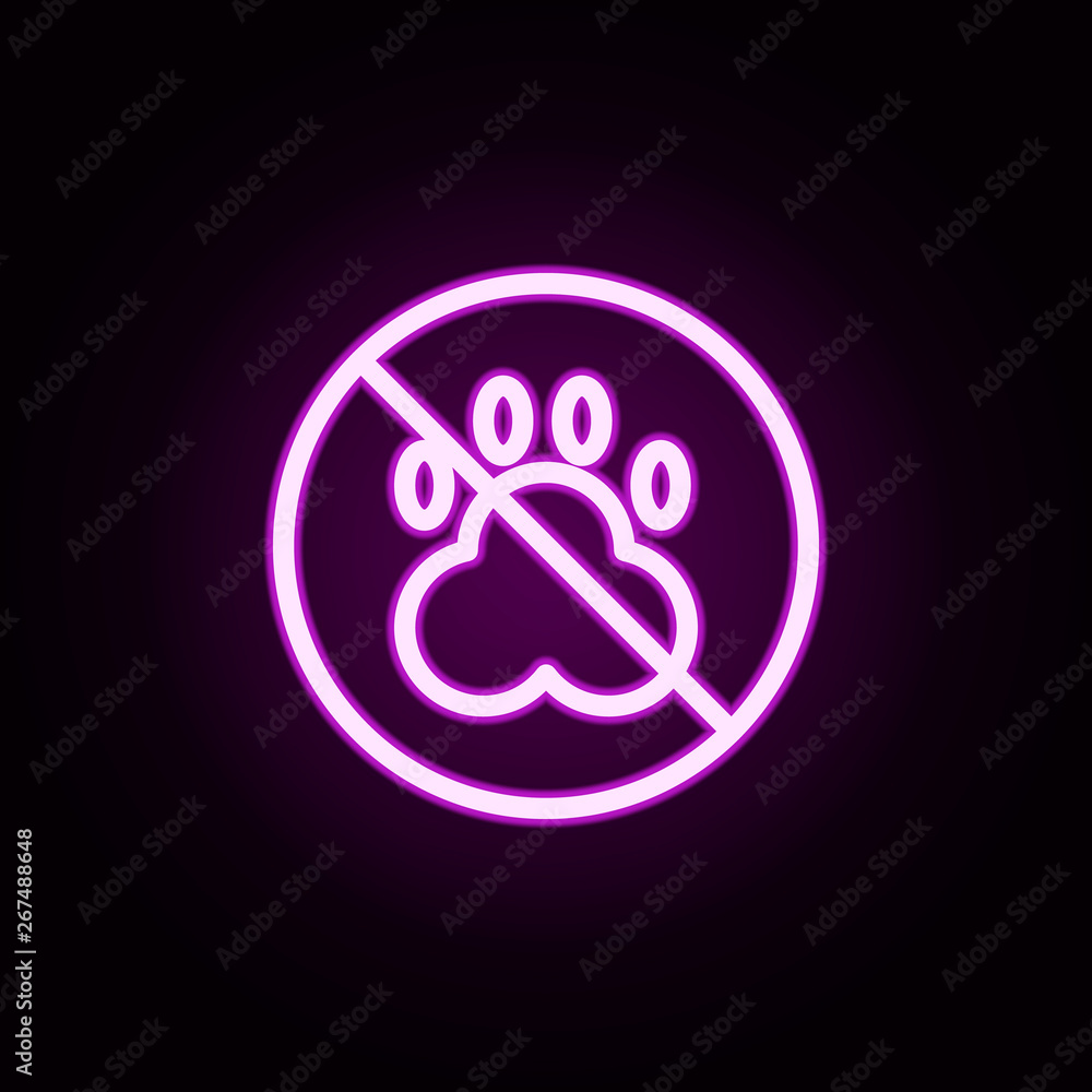 Poster prohibition of animals neon icon. elements of ban set. simple icon for websites, web design, mobile 