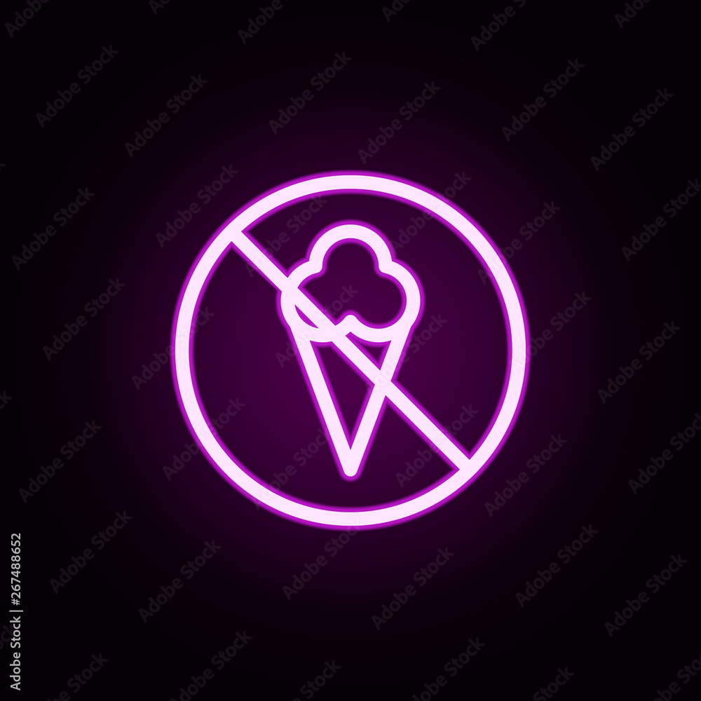 Poster ban on ice cream neon icon. elements of ban set. simple icon for websites, web design, mobile app, i