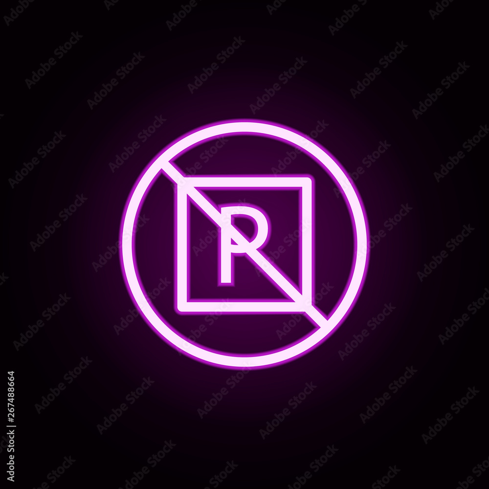 Poster parking prohibition neon icon. elements of ban set. simple icon for websites, web design, mobile app
