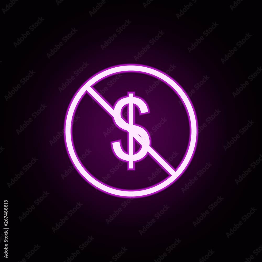 Poster ban of the dollar neon icon. elements of ban set. simple icon for websites, web design, mobile app, 