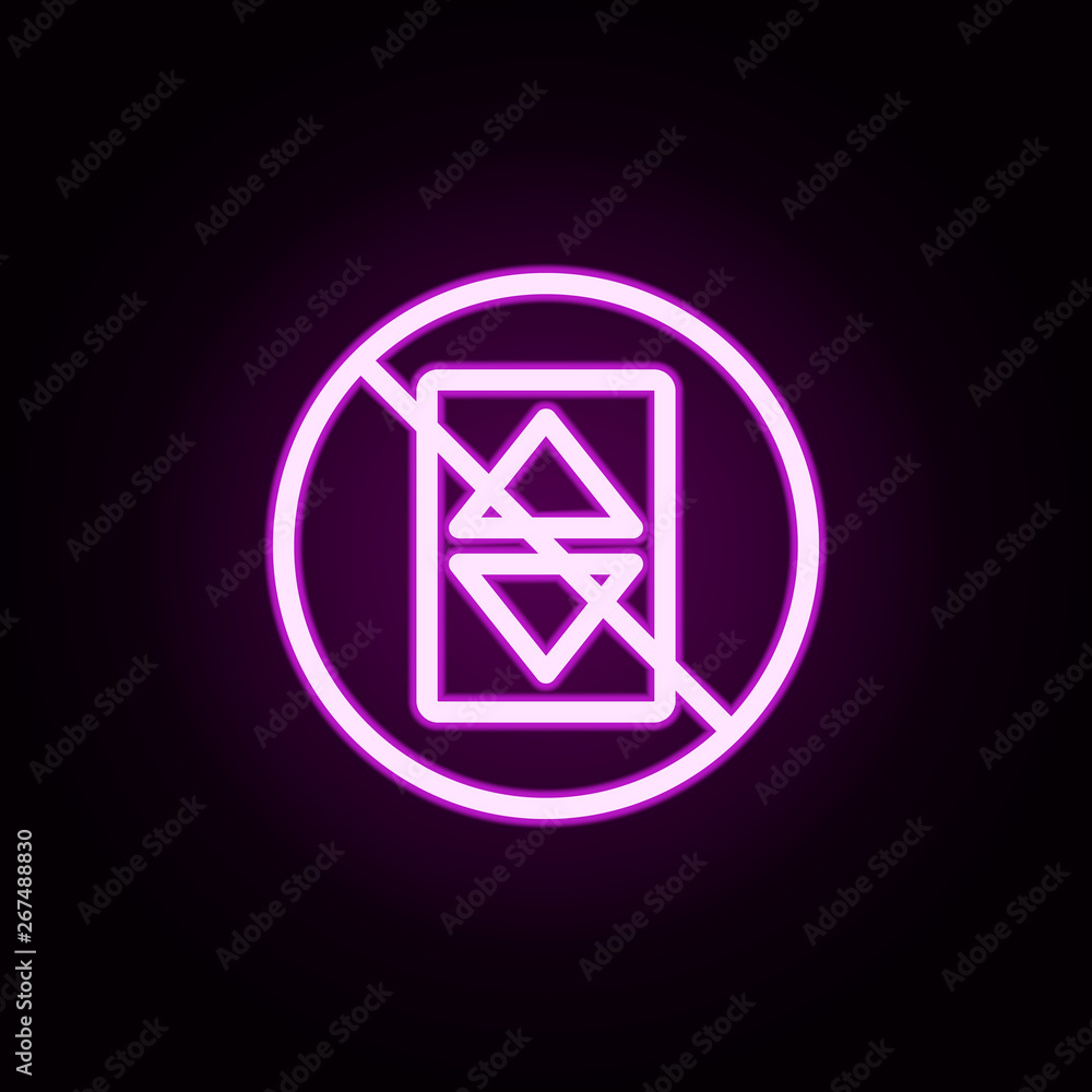 Poster elevator prohibition neon icon. elements of ban set. simple icon for websites, web design, mobile ap
