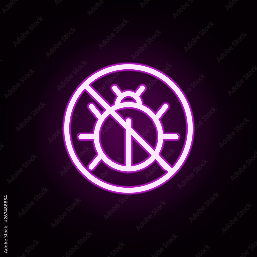 Poster prohibition of a virus neon icon. elements of ban set. simple icon for websites, web design, mobile 