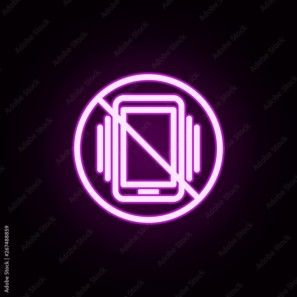 Poster prohibition of vibration neon icon. elements of ban set. simple icon for websites, web design, mobil