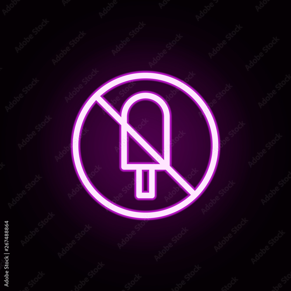 Poster ban on ice cream neon icon. elements of ban set. simple icon for websites, web design, mobile app, i
