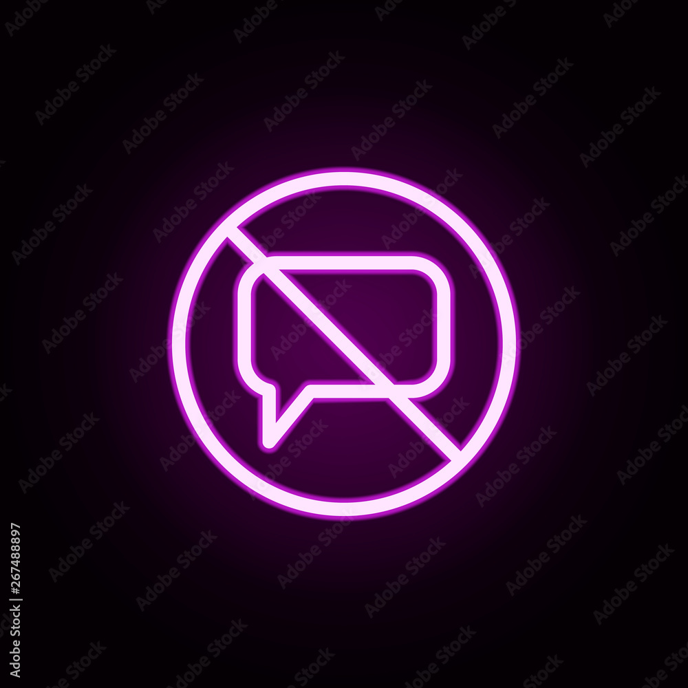 Poster ban on commenting neon icon. elements of ban set. simple icon for websites, web design, mobile app, 