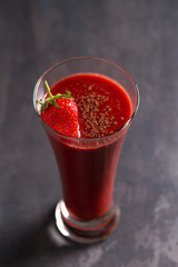 Chocolate strawberry smoothie with berries. Healthy drink