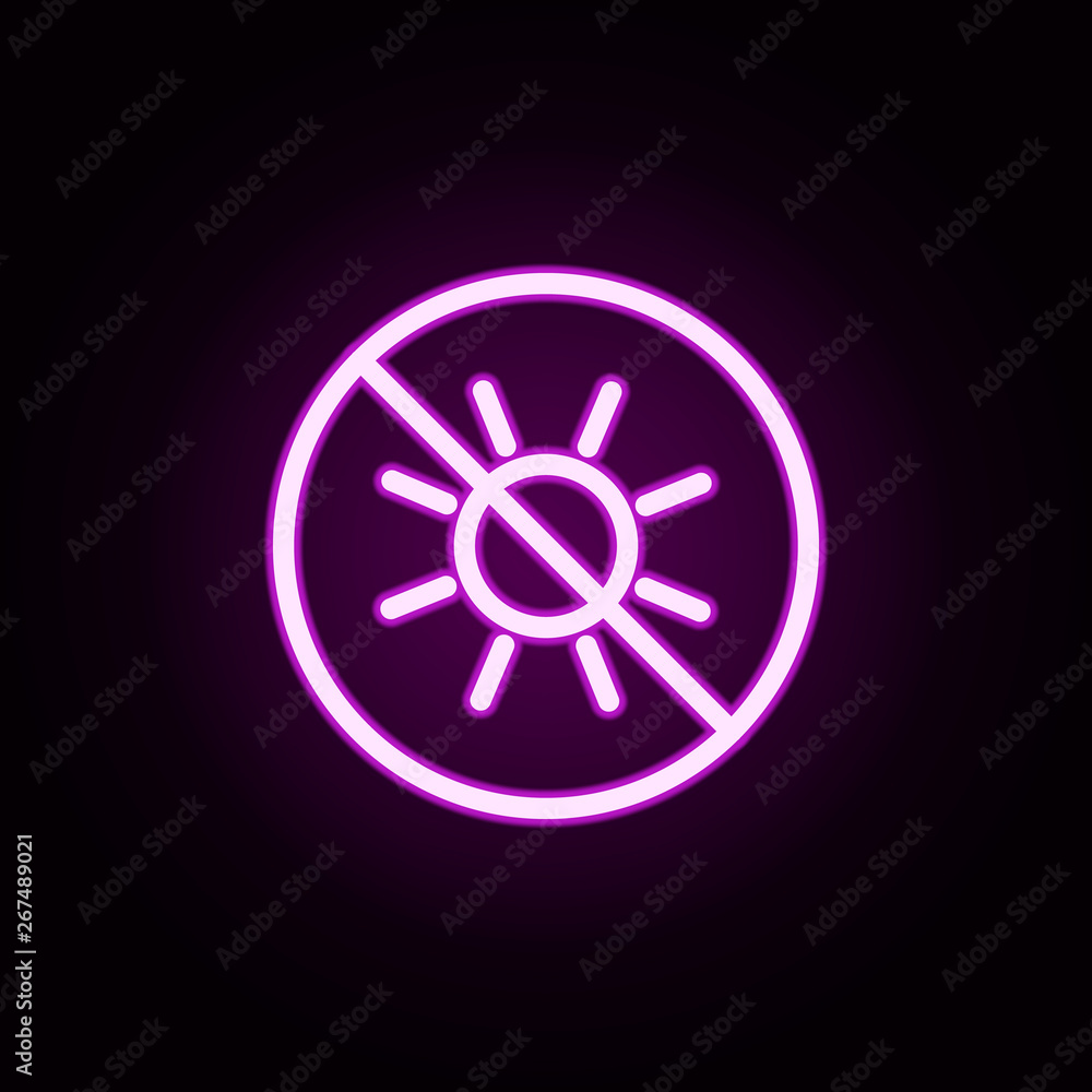 Poster ban on light neon icon. elements of ban set. simple icon for websites, web design, mobile app, info 