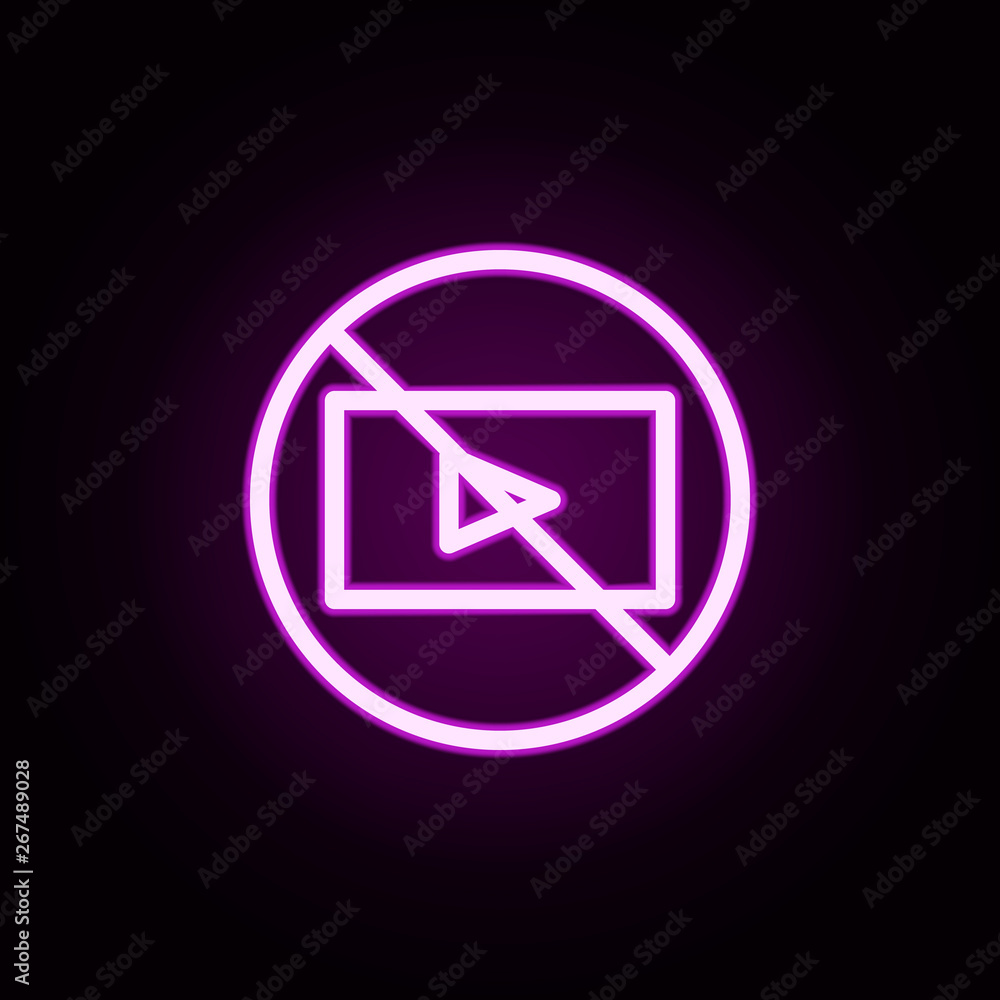 Poster video ban neon icon. elements of ban set. simple icon for websites, web design, mobile app, info gra