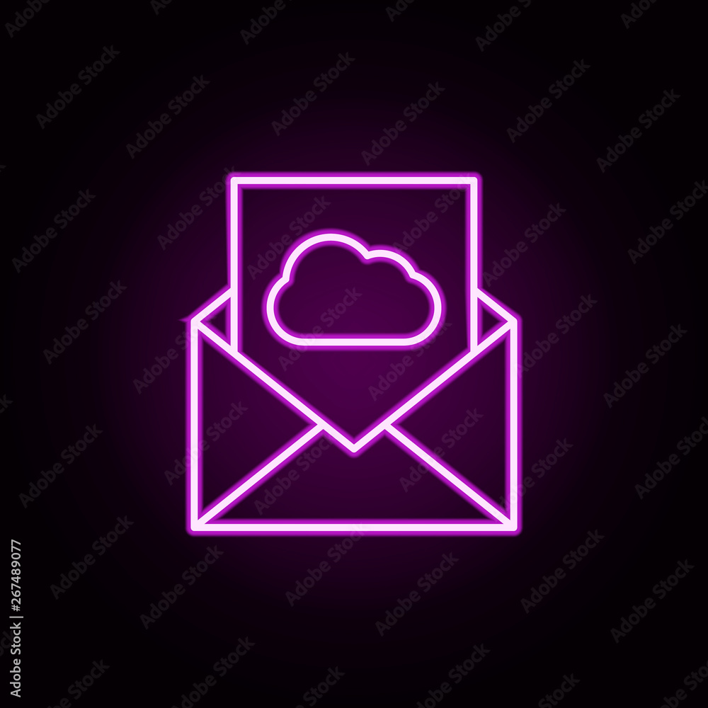 Aufkleber cloud storage letter neon icon. elements of data secutity set. simple icon for websites, web design,