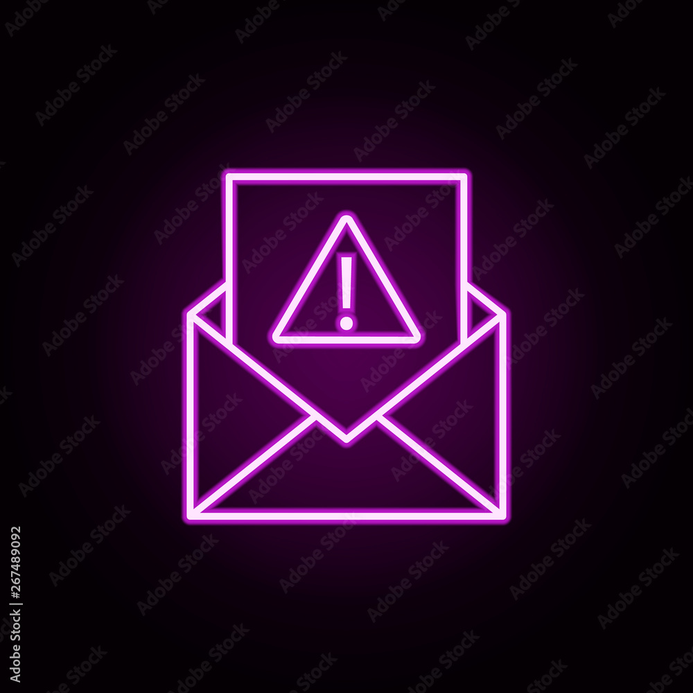 Poster letter of warning neon icon. elements of data secutity set. simple icon for websites, web design, mo