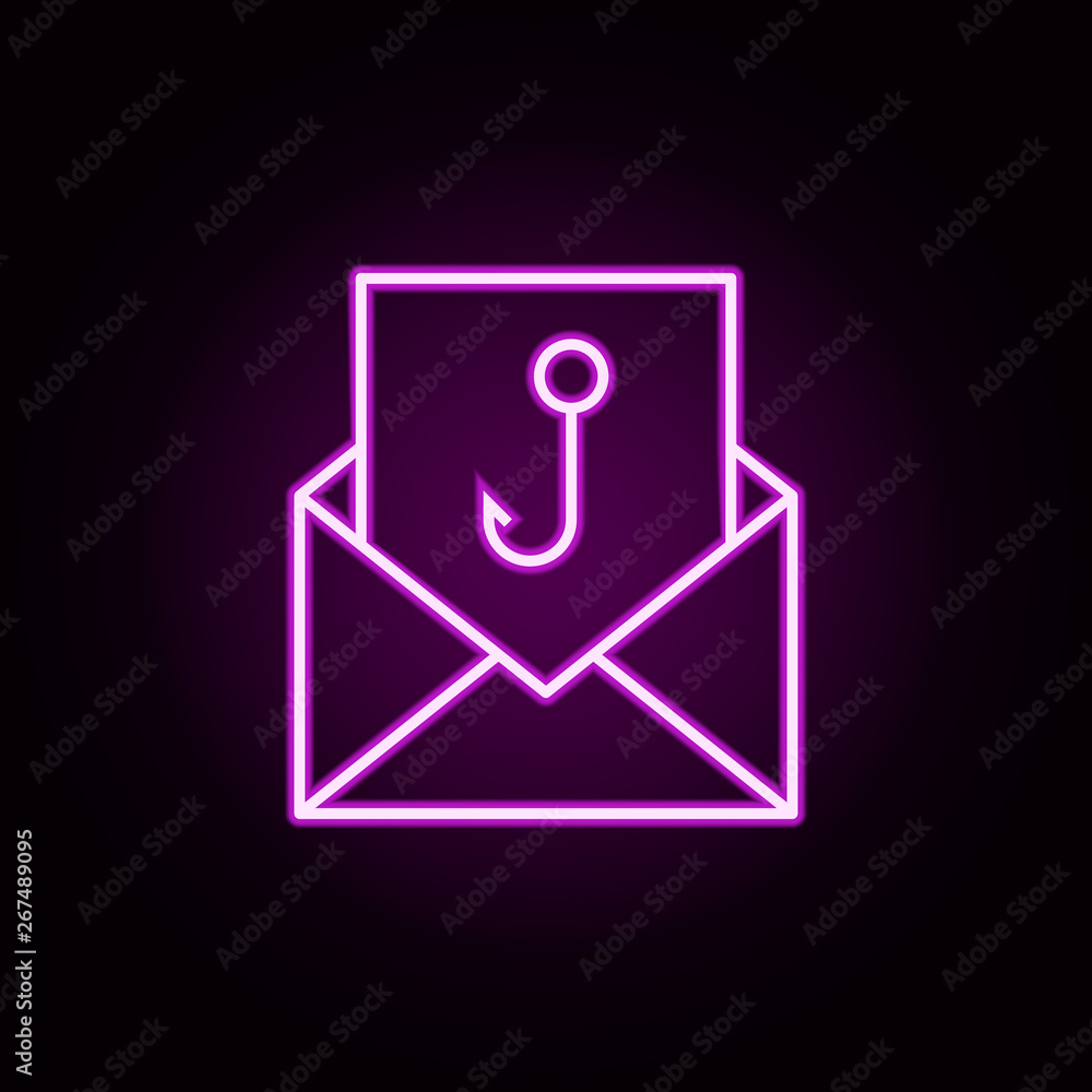 Aufkleber letter hook neon icon. elements of data secutity set. simple icon for websites, web design, mobile a