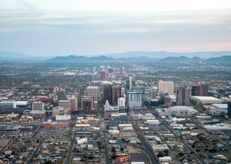 Aerial View of Downtown Phoenix at Dusk