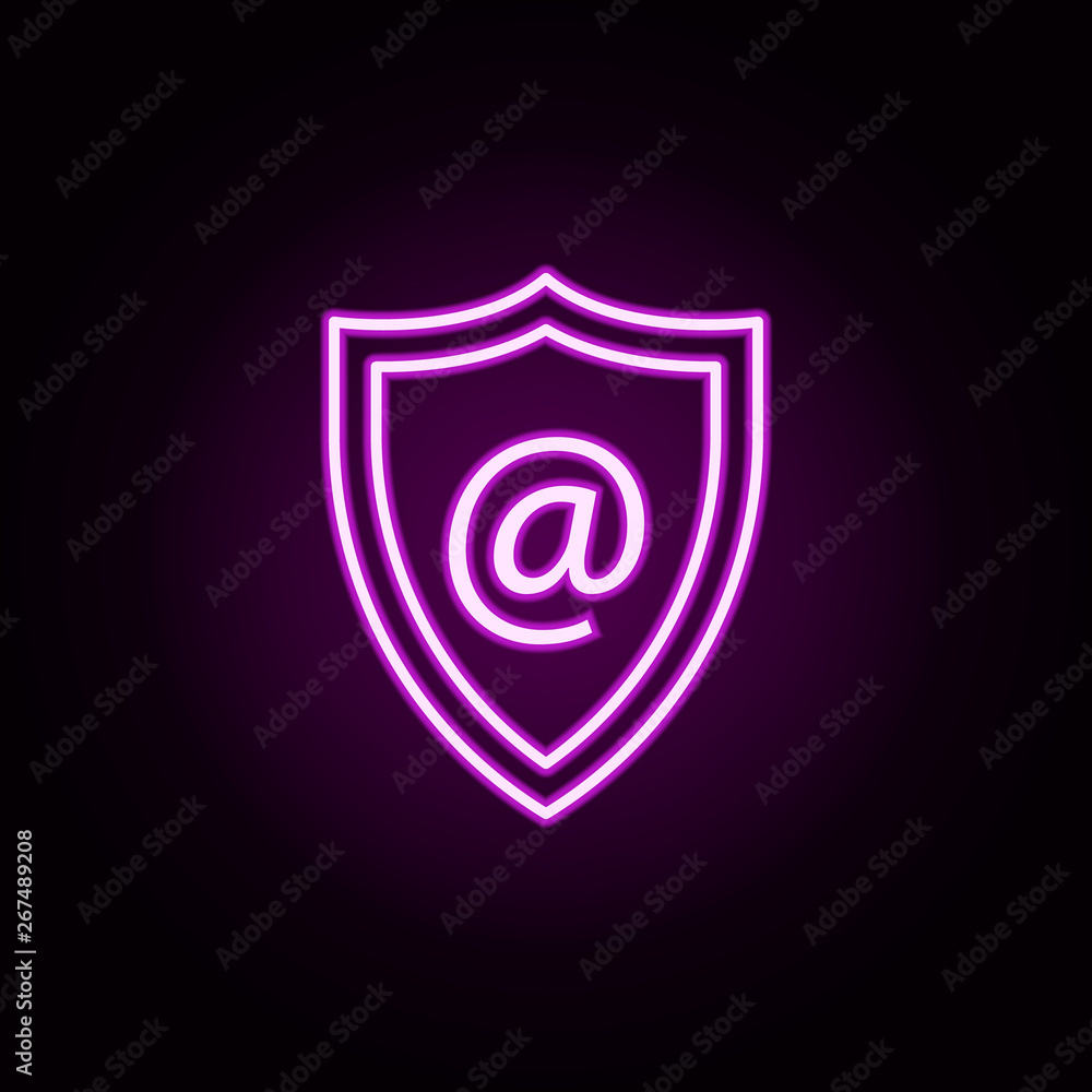Aufkleber protection of mail neon icon. elements of data secutity set. simple icon for websites, web design, m