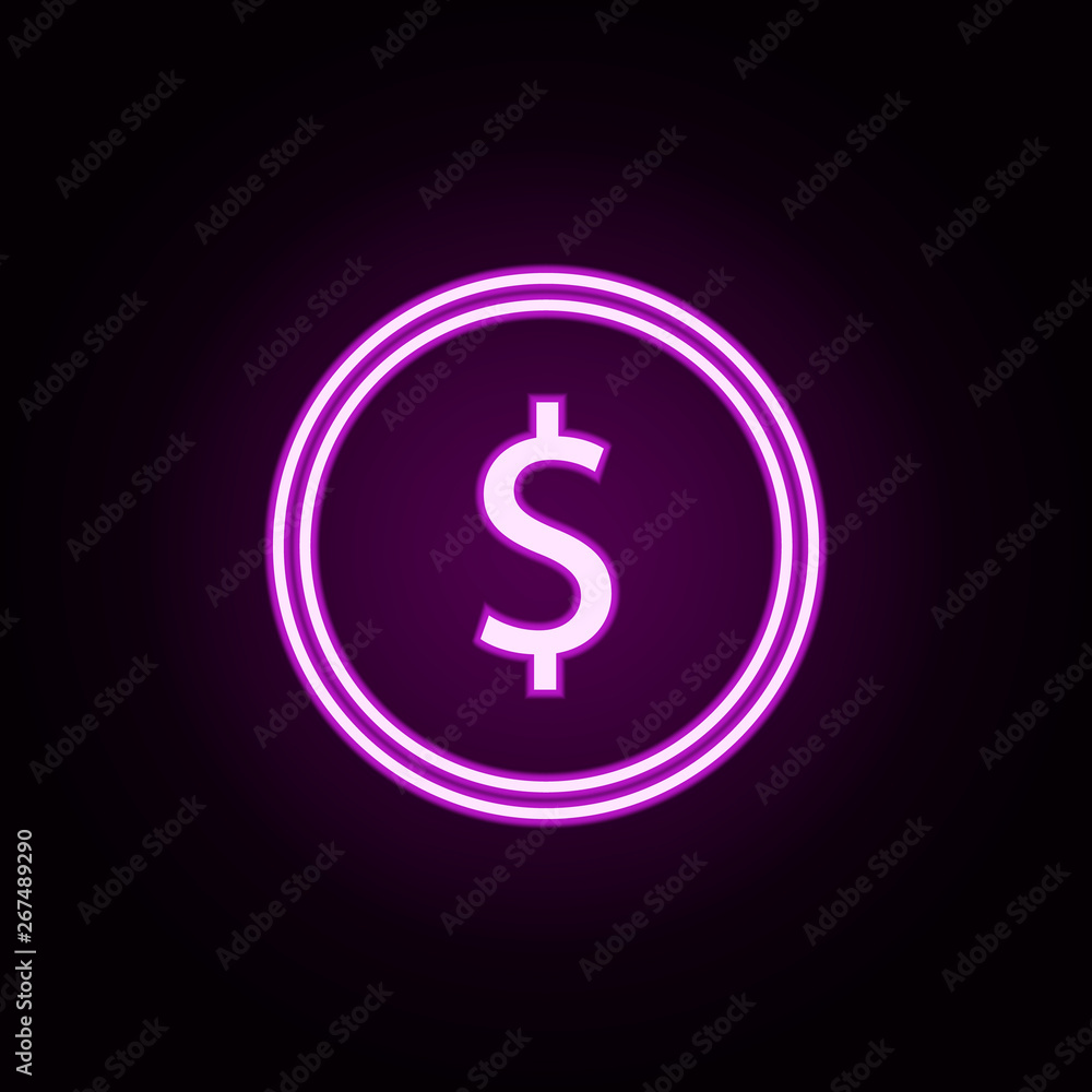Poster dollar symbol neon icon. elements of e-commerce set. simple icon for websites, web design, mobile ap