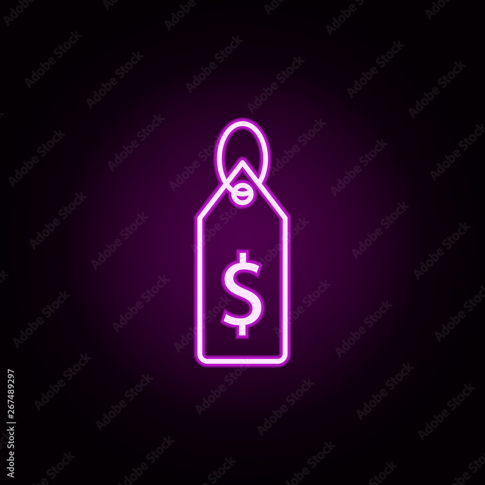Poster discount dollar neon icon. elements of e-commerce set. simple icon for websites, web design, mobile 
