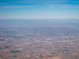 Aerial View of Downtown Phoenix From Airplane