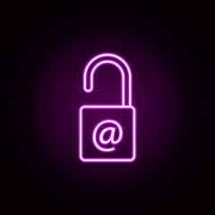 unlocking the MAIL neon icon. Elements of data secutity set. Simple icon for websites, web design, mobile app, info graphics
