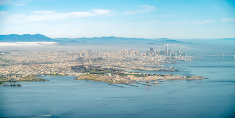Panoramic View of Downtown San Francisco from the Plane
