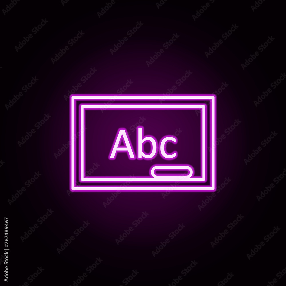 Poster board and sponge neon icon. elements of education set. simple icon for websites, web design, mobile 