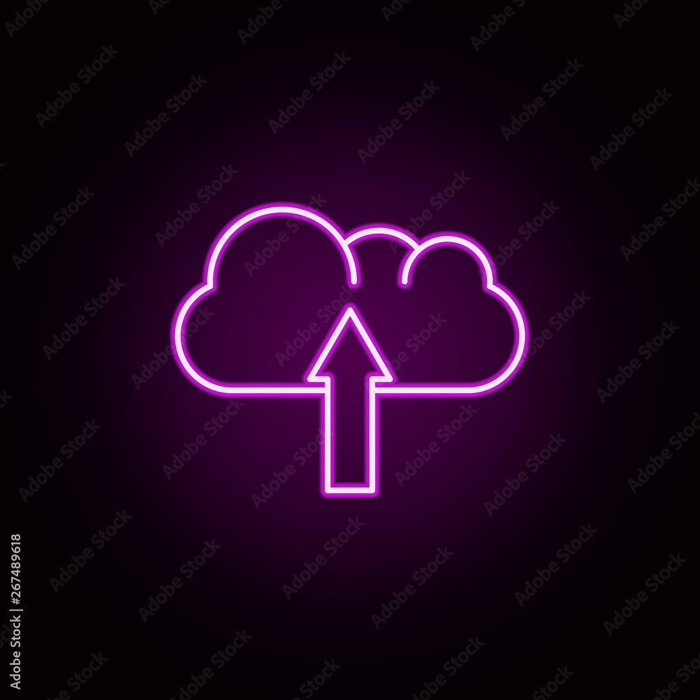 Poster cloud storage neon icon. elements of education set. simple icon for websites, web design, mobile app